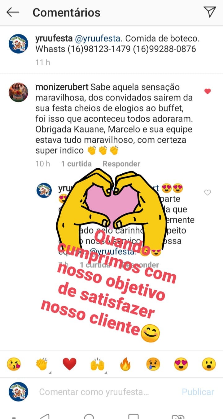 Depoimento de cliente sobre atendimento em festa